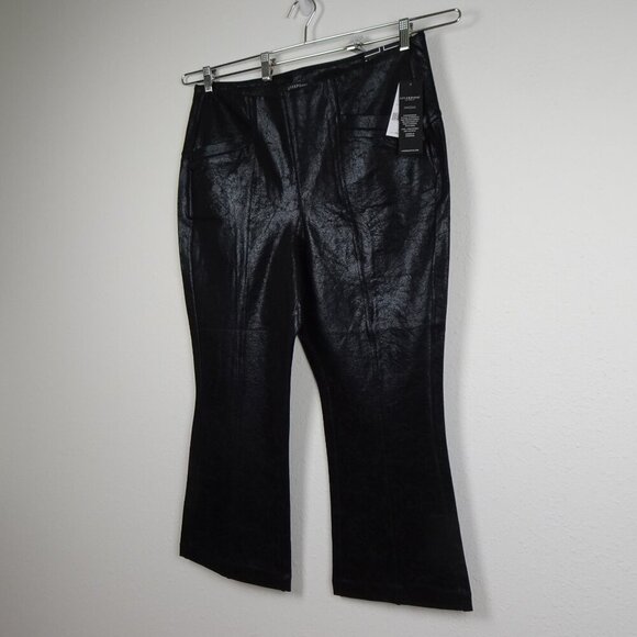 LIVERPOOL Stella Kick Flare Pants Women's Plus Size 18W Black Crackle Coated - Picture 5 of 13